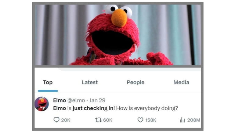 Top, Elmo, the "Sesame Street" character, and above, the Elmo...