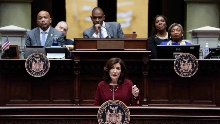 Gov. Kathy Hochul speaks during the State of the State address...