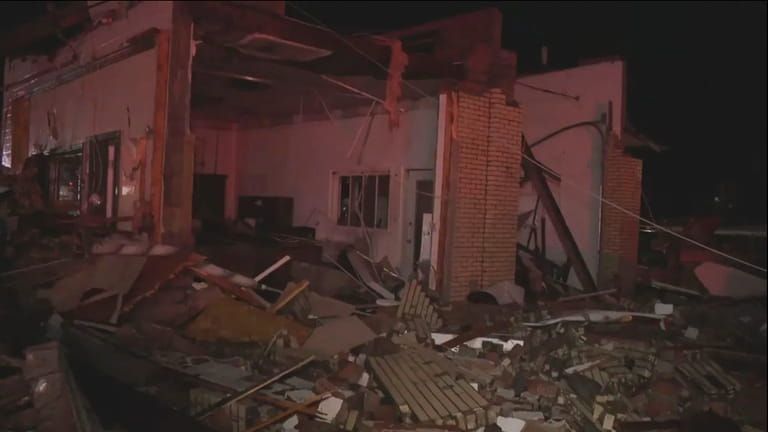 In this image taken from video provided by WSYX, damage...