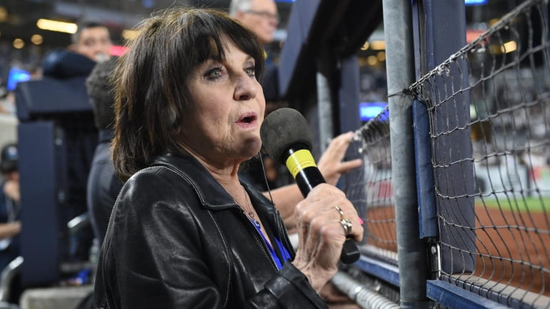 Yankees radio broadcaster Suzyn Waldman reports from the photo well...
