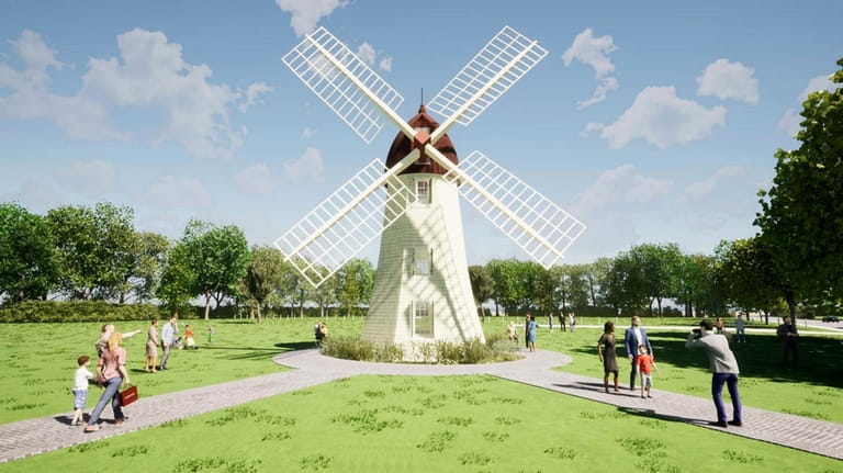 An artist's rendering of a historic Hamptons windmill that will...