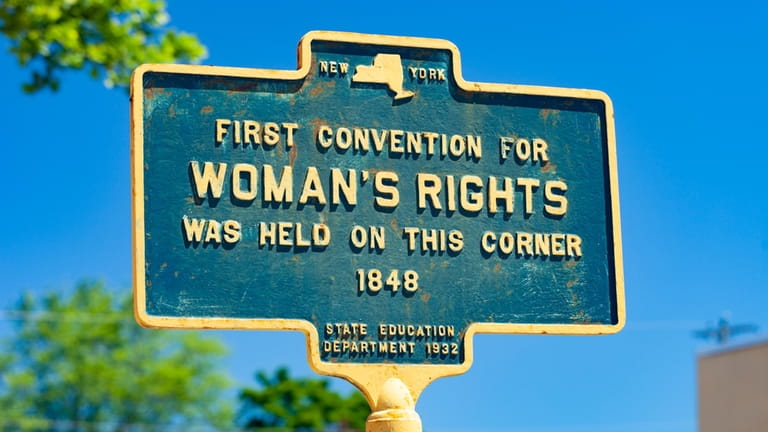 An historical marker where the first Women's Rights Convention was...