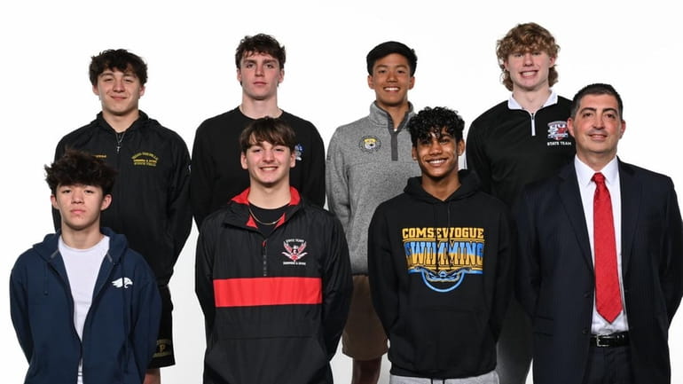 Newsday's All-Long Island boys swimming team for 2024. Top row,...
