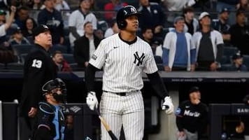 Juan Soto hits his first home run at Yankee Stadium...