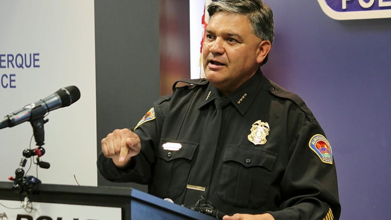 FILE -Albuquerque Police Chief Harold Medina answers questions about an...
