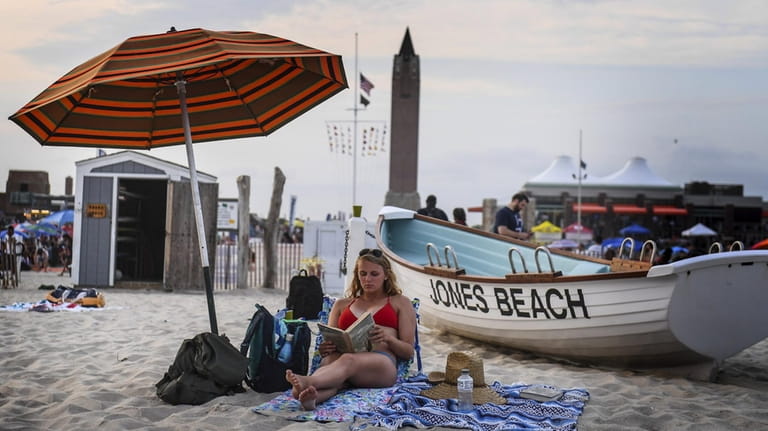 People relax at Central Mall of Jones Beach State Park...