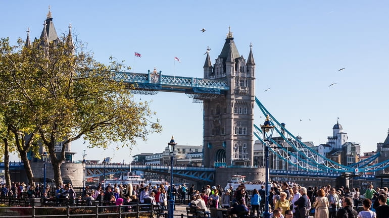 Crowds near London's Tower Bridge. The willingness to consider leaving America seems to be...