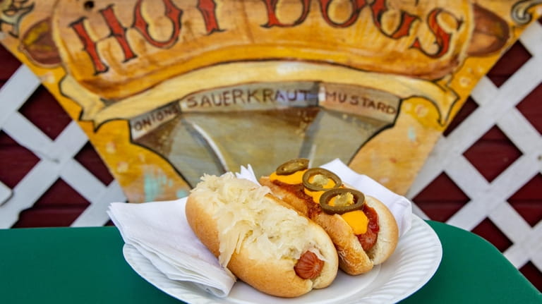 The sauerkraut and mustard dog and the Bonanza dog at...