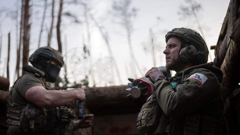 A Ukrainian serviceman from the Azov brigade known by call...