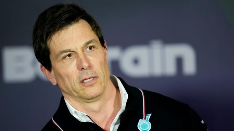 Mercedes team principal Toto Wolff speaks during a media conference...
