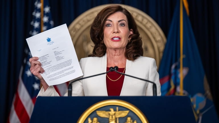 Gov. Kathy Hochul announces a plan to combat online hate by directing the...