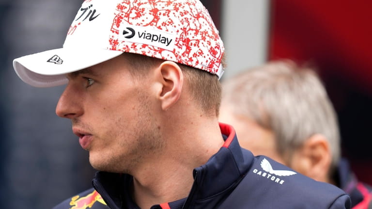 Red Bull driver Max Verstappen of the Netherlands arrives before...