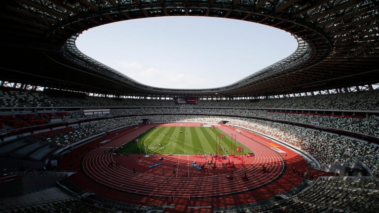 A general view of National Stadium during an athletics test...