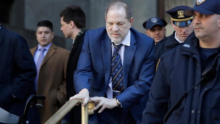 Harvey Weinstein leaves a Manhattan courthouse after closing arguments in...