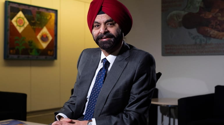 World Bank President Ajay Banga poses for a portrait after...