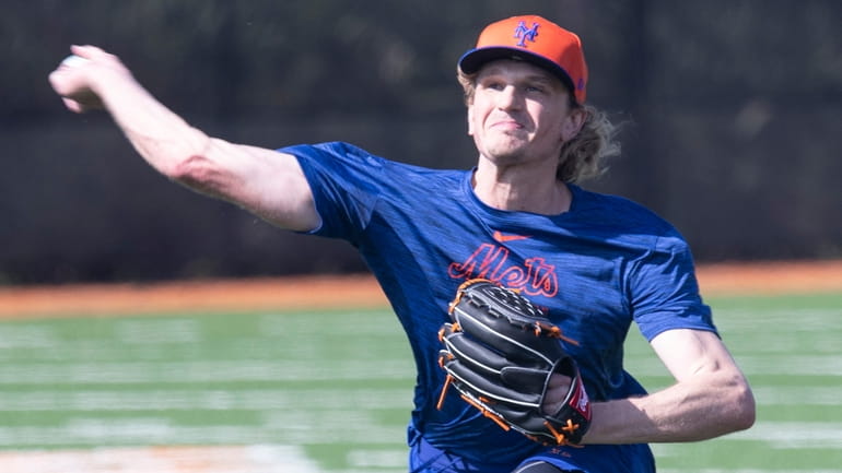 Mets reliever Phil Bickford during a spring training workout last...