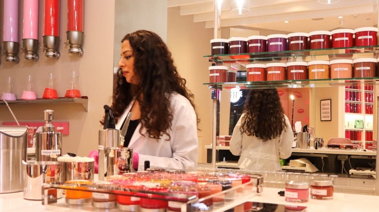 The Beauty Tailor’s owner Tatiana Serghides creates different shades of lipstick...