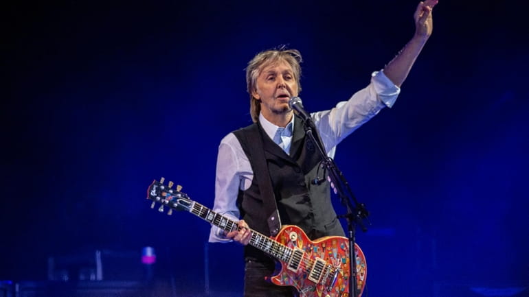 Paul McCartney performs at Glastonbury Festival in Worthy Farm, Somerset,...