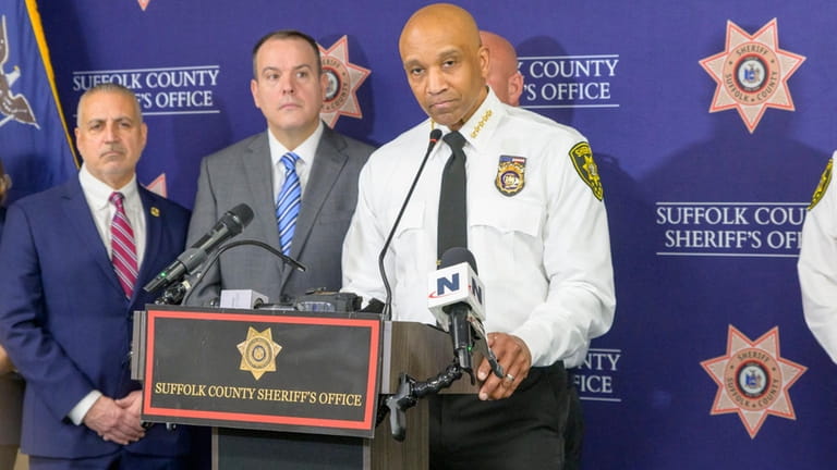 Suffolk Sheriff Errol D. Toulon Jr. speaks Wednesday about the...