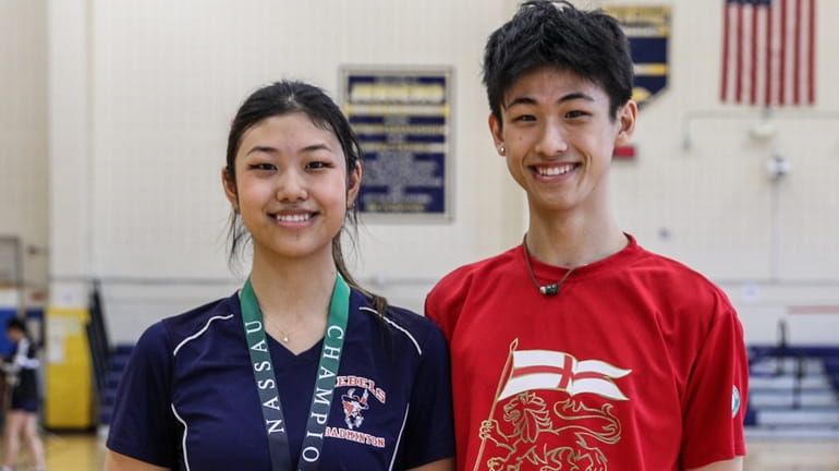 Great Neck South's Kayla Wu and her brother Ryan at...