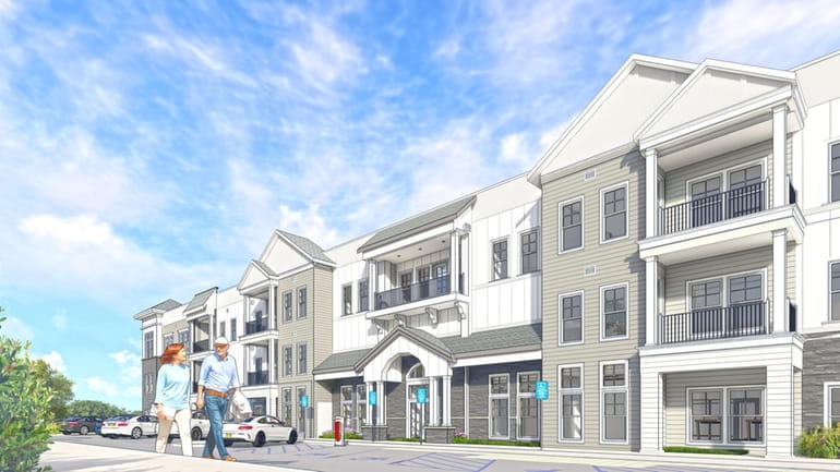 An artist's rendering of a proposed three-story apartment building on...