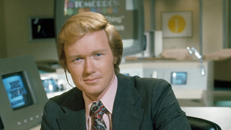 The early days: Chuck Scarborough is shown in the WNBC...