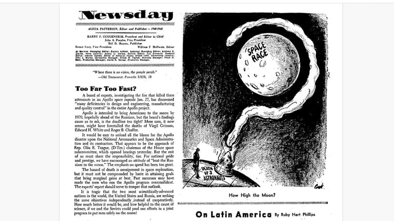 The Newsday editorial and cartoon from April 11, 1967.