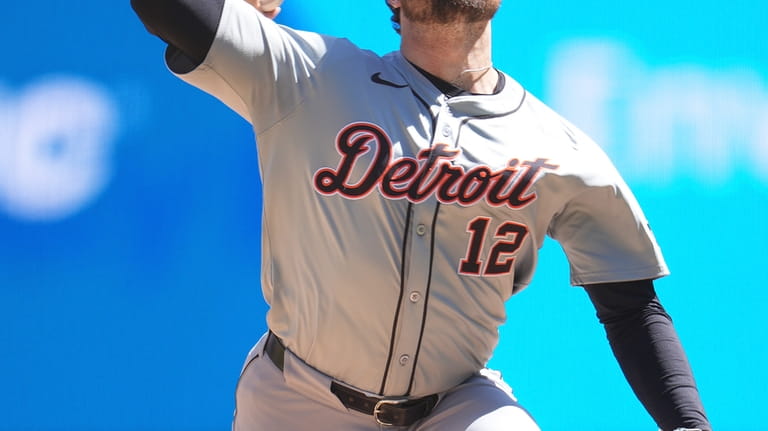 Detroit Tigers starting pitcher Casey Mize delivers during the first...