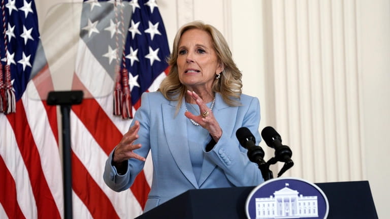 First lady Jill Biden speaks at an event on Federal...