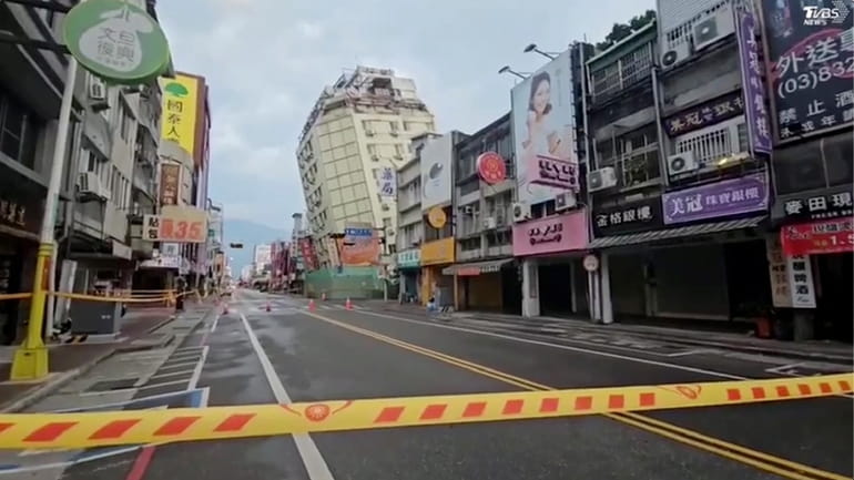 In this image from a video, roads in Hualien, Taiwan...