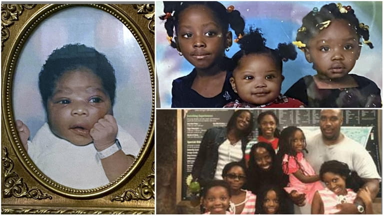Left: Baby photo of Lauren Lawrence. Top: Family photo of Dominique, Danielle and...