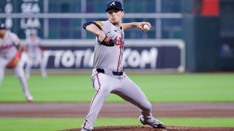 Atlanta Braves starting pitcher Max Fried throws against the Houston...