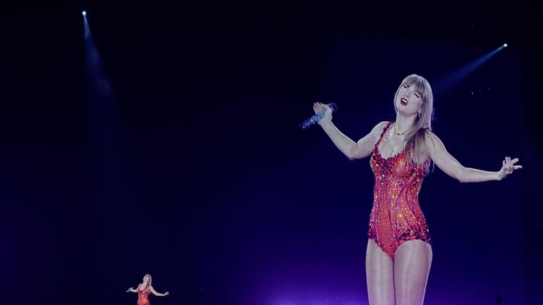 Taylor Swift performs at the Paris Le Defense Arena as...