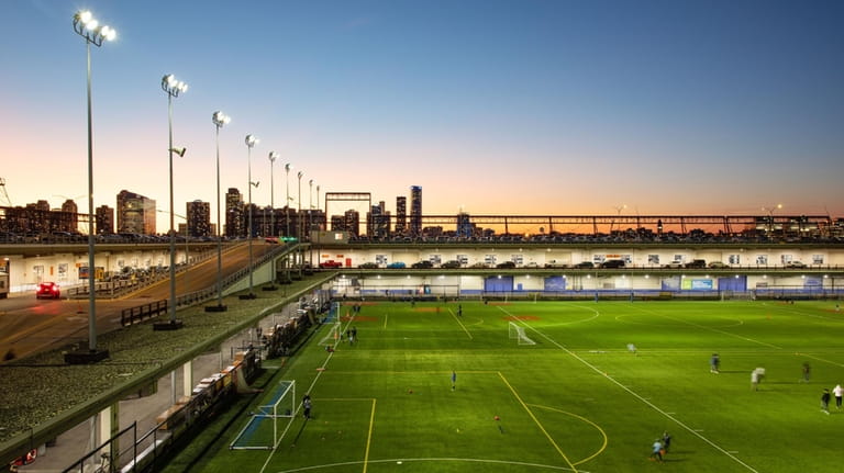 Hudson River Park at Pier 40 features five athletic fields that can host a...