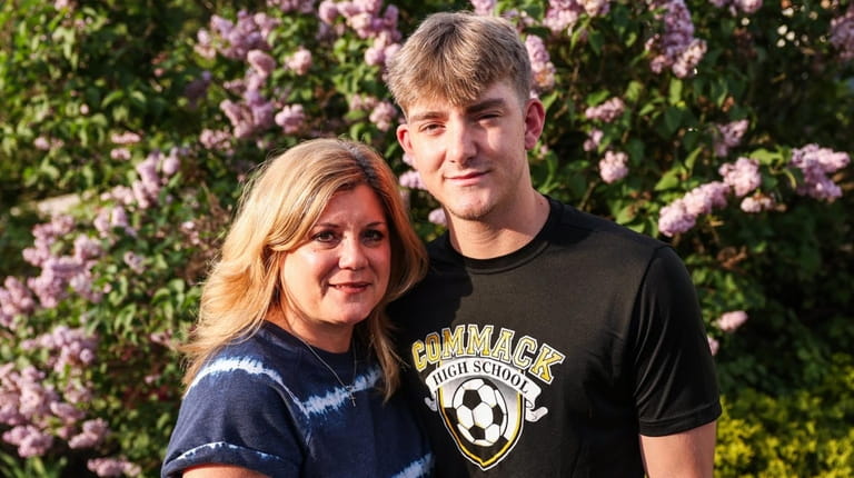 Commack's Sebastian Trent with his mother, Anna Maria Trent.