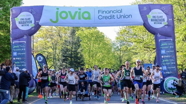 Runners get set to go at the Jovia Long Island Marathon...