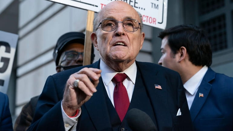 Former Mayor of New York Rudy Giuliani speaks during a...