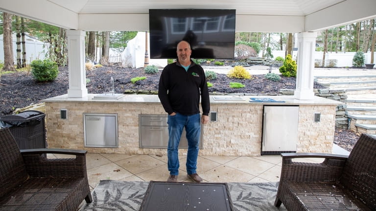 Contractor Peter Anthony Pietromonaco inside the kitchen pavilion he worked...