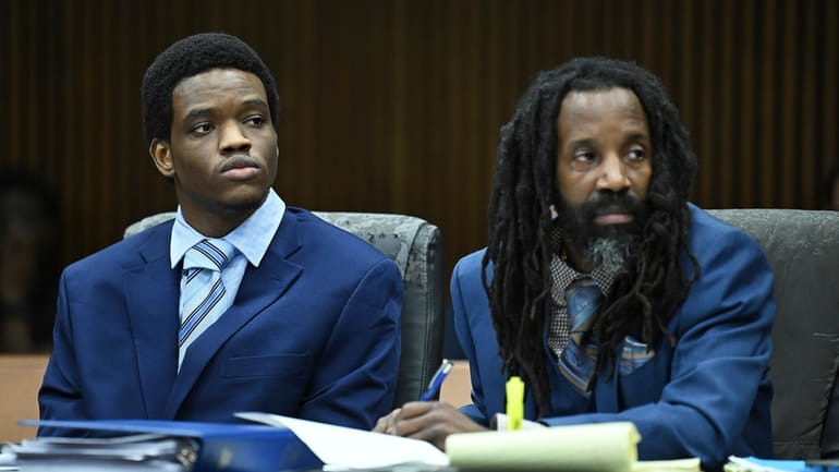 Defendant Jaylin Brazier, left, and his attorney, Brian Brown, right,...