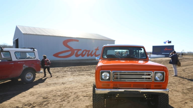 Scout Motors shows off one of its older gasoline powered...