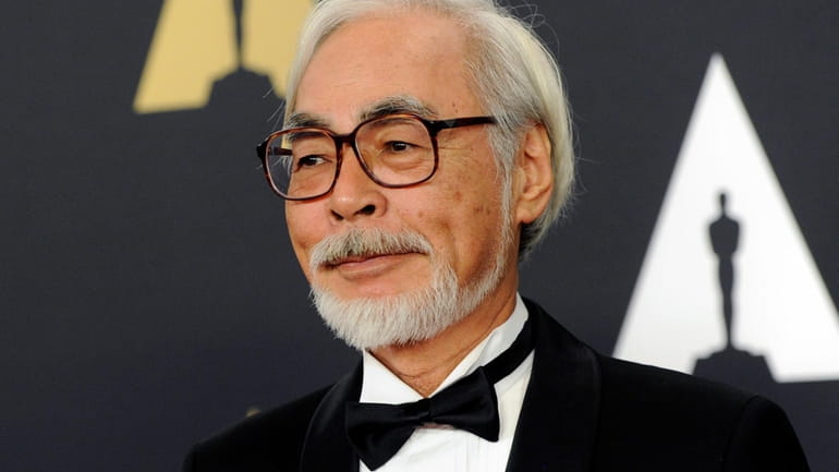 In this Nov. 8, 2014, file photo, Hayao Miyazaki arrives...