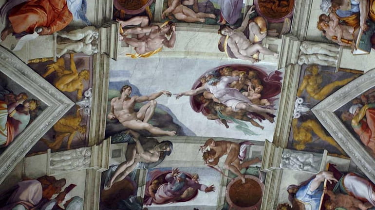 Part of the artwork of Michelangelo that adorns the ceiling...