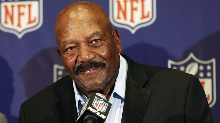 Former Cleveland Browns Hall of Famer Jim Brown appears at...
