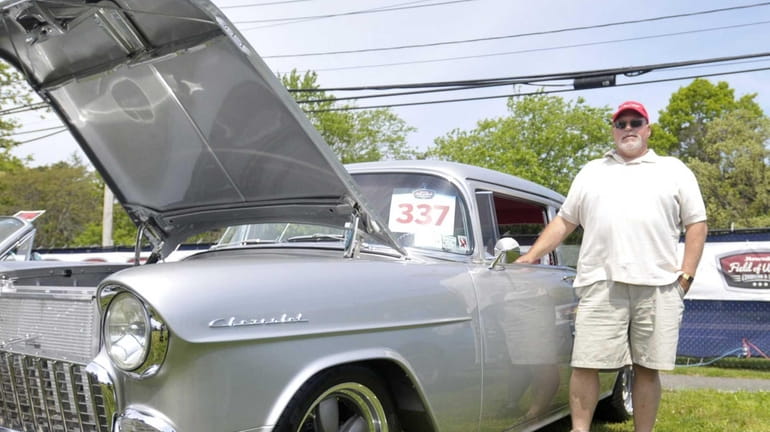 Vinny Luciano of Shirley displays his 1955 Chevy 210 at...