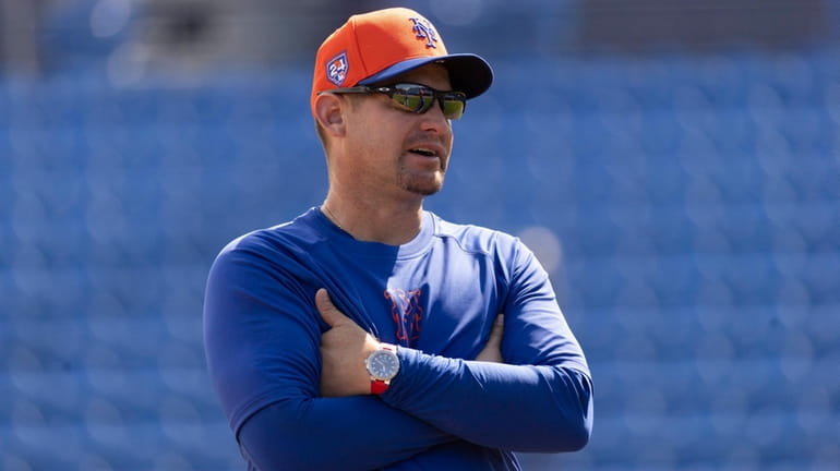 New York Mets manager Carlos Mendoza during a spring training...