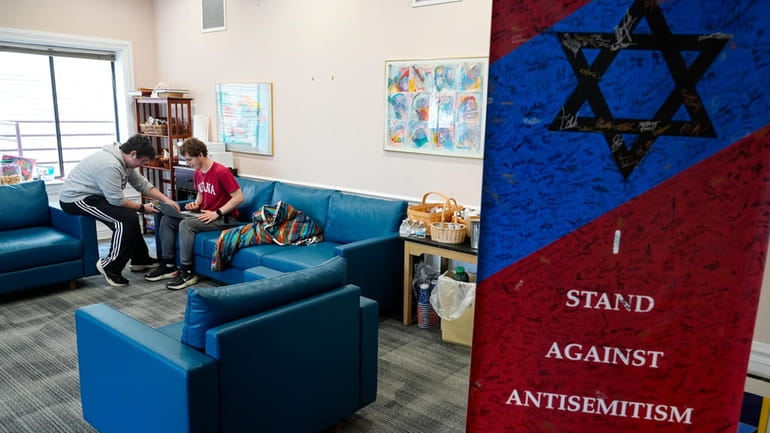 Jewish students gather at the Helene G. Simon Hillel Center...