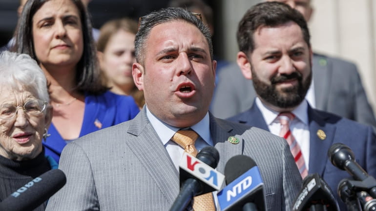 Rep. Anthony D'Esposito (R-NY) speaks during a press conference in April.
