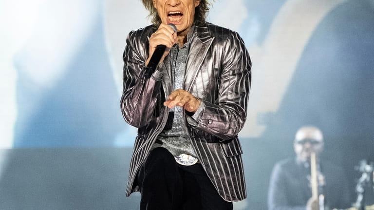 Mick Jagger of the Rolling Stones performs during the first...