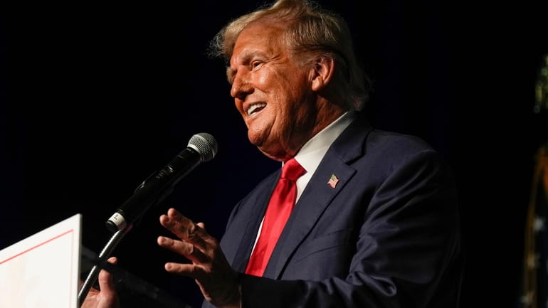 Republican presidential candidate former President Donald Trump speaks Wednesday, Oct....