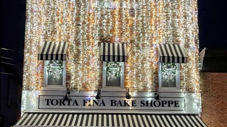Torta Fina in Babylon lights up for the holidays.